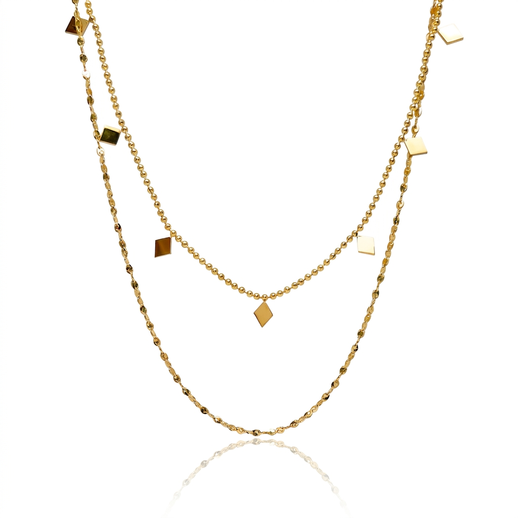 The Double Layer Lozenge Shapes Necklace