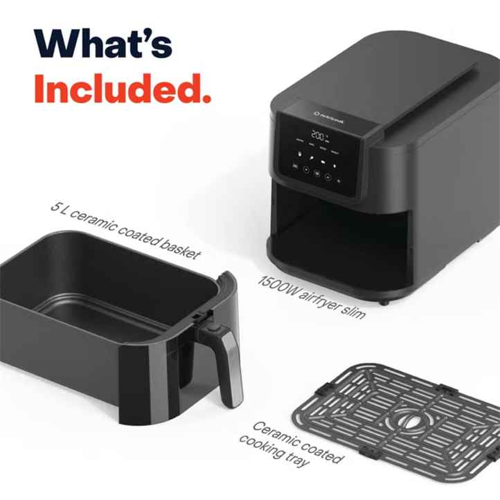 Nutricook Air Fryer Slim 5L, 7 One-Touch Cooking Programs 1500W