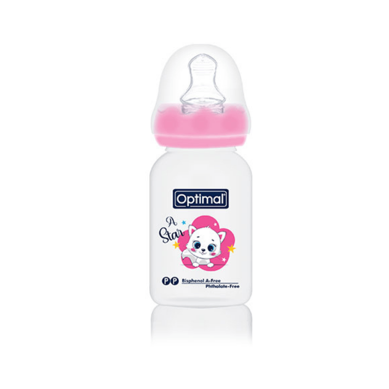 Narrow Neck Orthodontic Feeding Bottle 140 ML pink