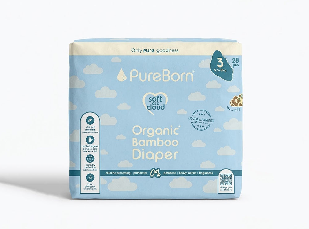 Pureborn Organic Diapers Size 3 28 Pieces