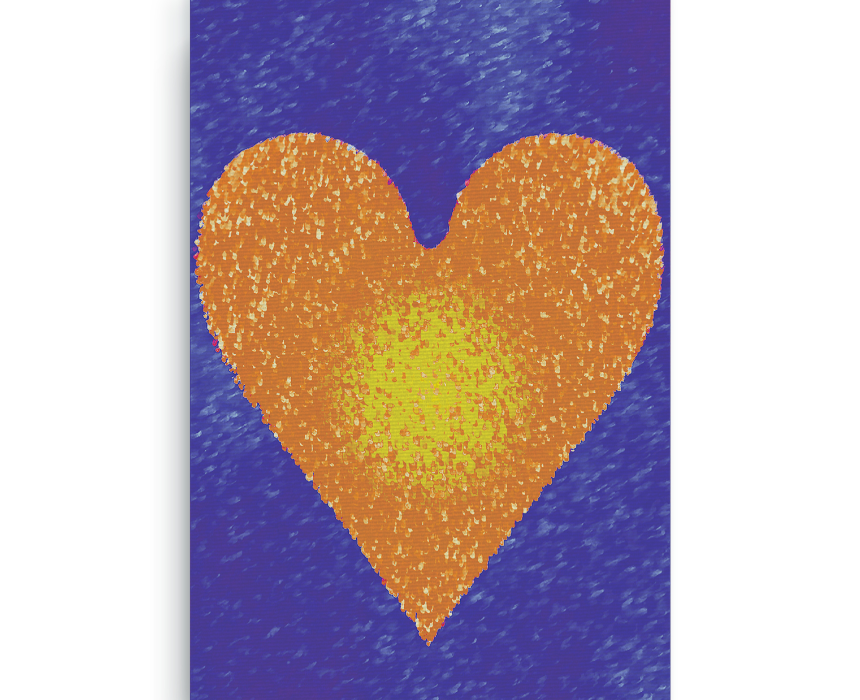 Orange Heart Digital Print Canvas