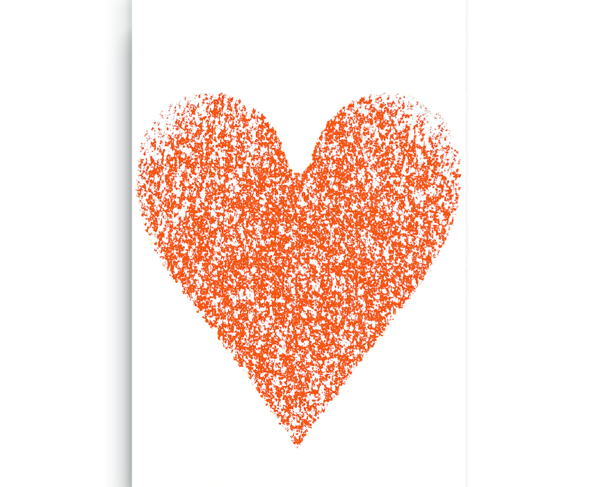 Orange Heart Digital Print Canvas