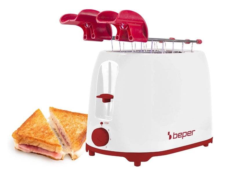 Beper Toaster With Pliers 750W, 2- Slice Toaster With Abs Body And Stainless Steel Pliers, 7 Toasting Levels