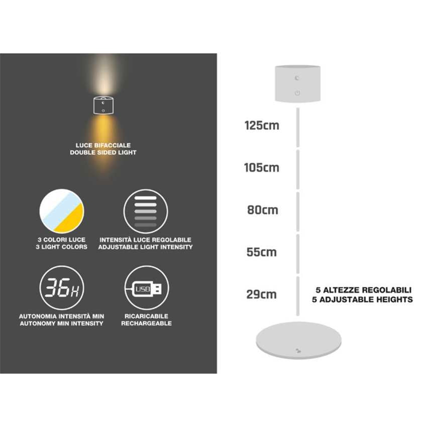 Beper Floor And Table Rechargeable Lamp Height Adjustable