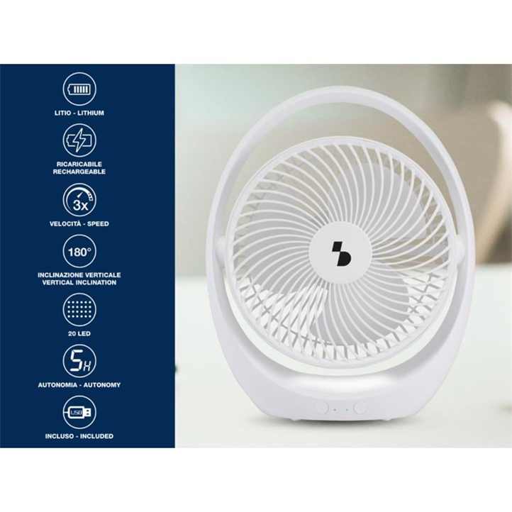 Beper Portable Fan Rechargeable LED Light 3 Speeds