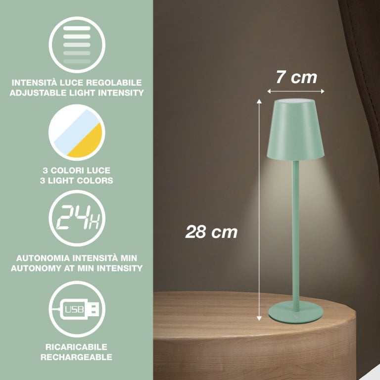 Beper Rechargeable Table Lamp Aura Sage Green