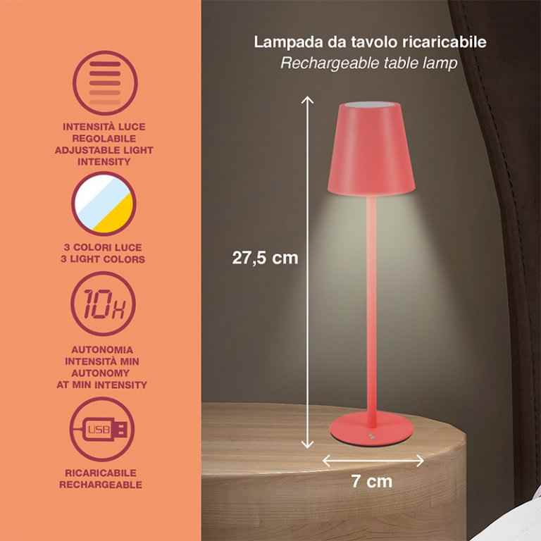 Beper Rechargeable Table Lamp Aura Coral