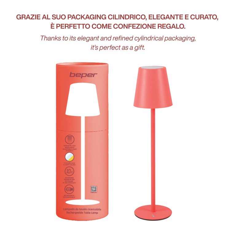 Beper Rechargeable Table Lamp Aura Coral