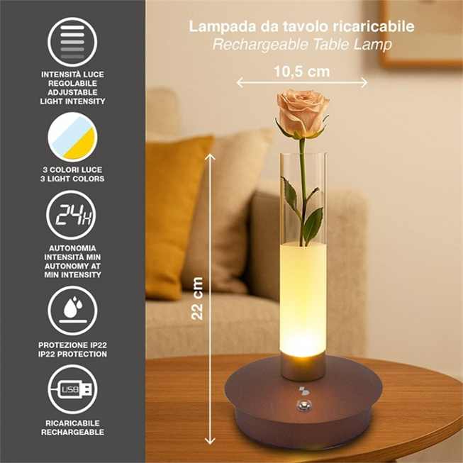 Beper Rechargeable Table Lamp Flora Copper
