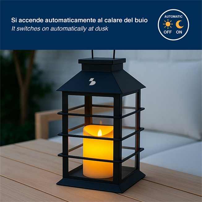 Beper Solar Lantern With Flame-Effect Candle Candela