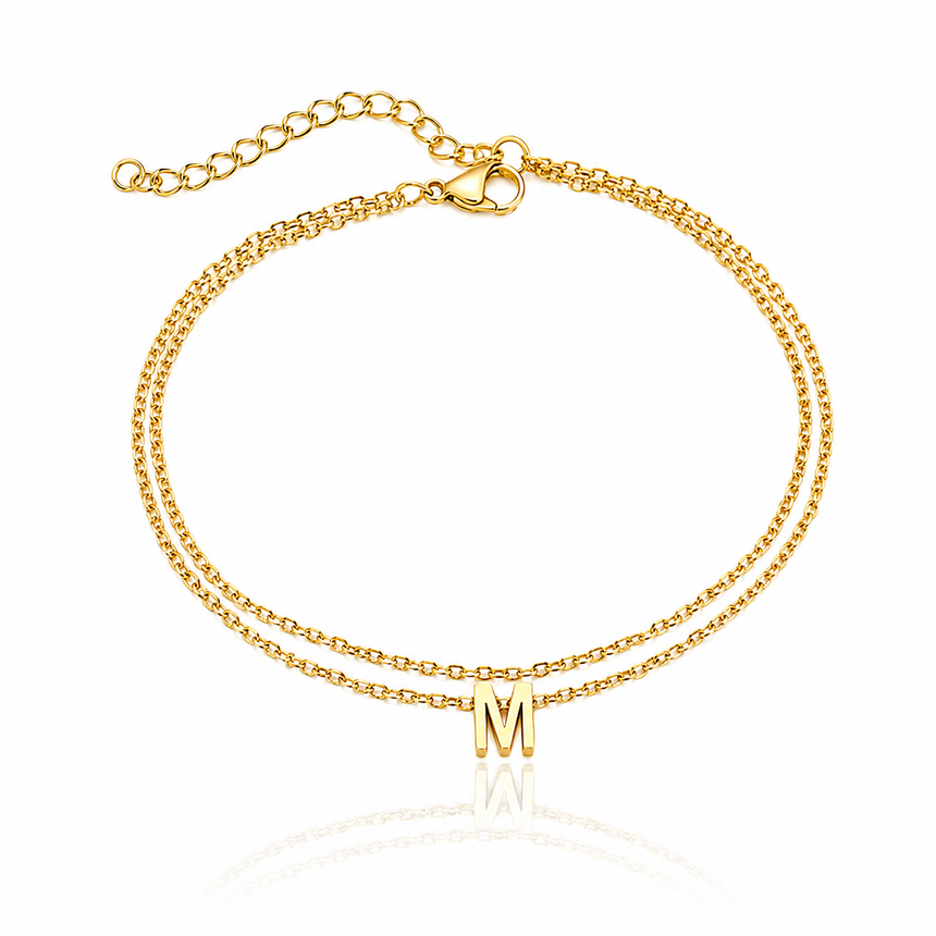Letters Double Layer Anklet