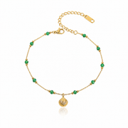 Shell on Green Anklet