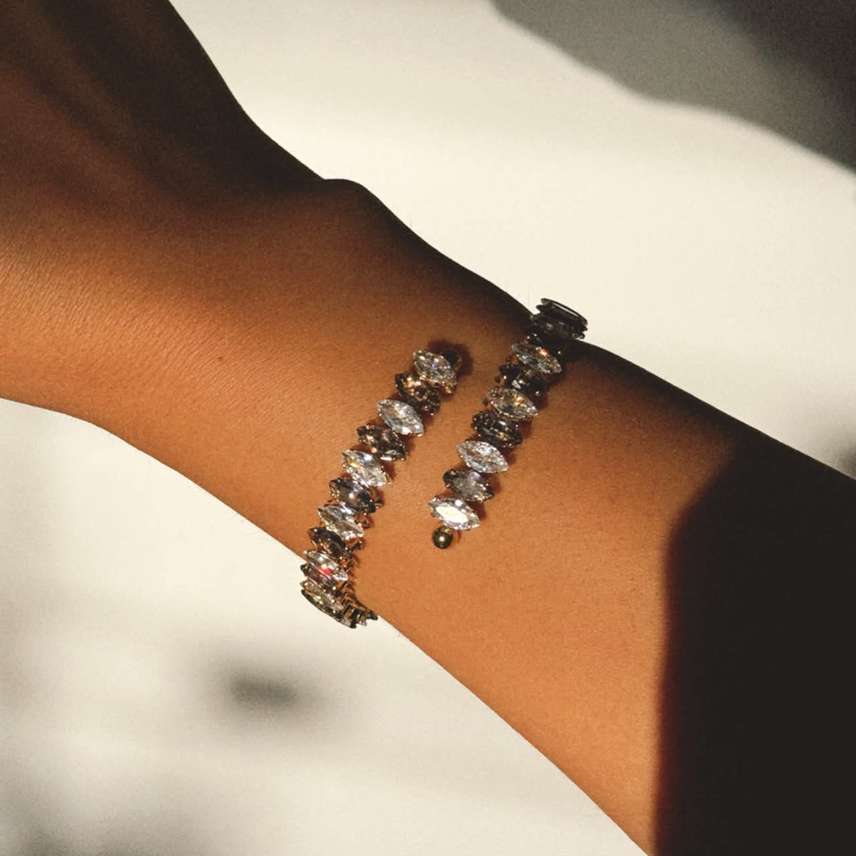 Shiny Luxurious Double Layer Elastic Tennis Bracelet Purple