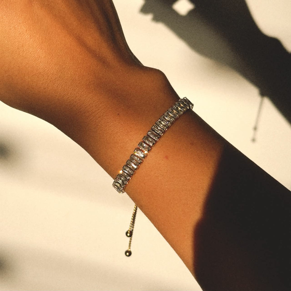 Shiny Adjustable Tennis Bracelet Gold Plated