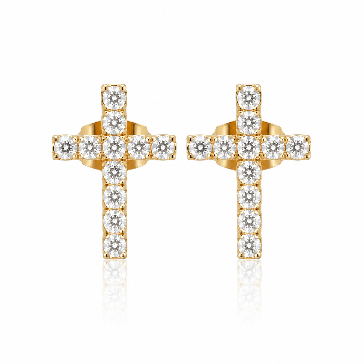 Cross Stud Earrings Gold Plated