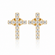 Cross Stud Earrings Gold Plated