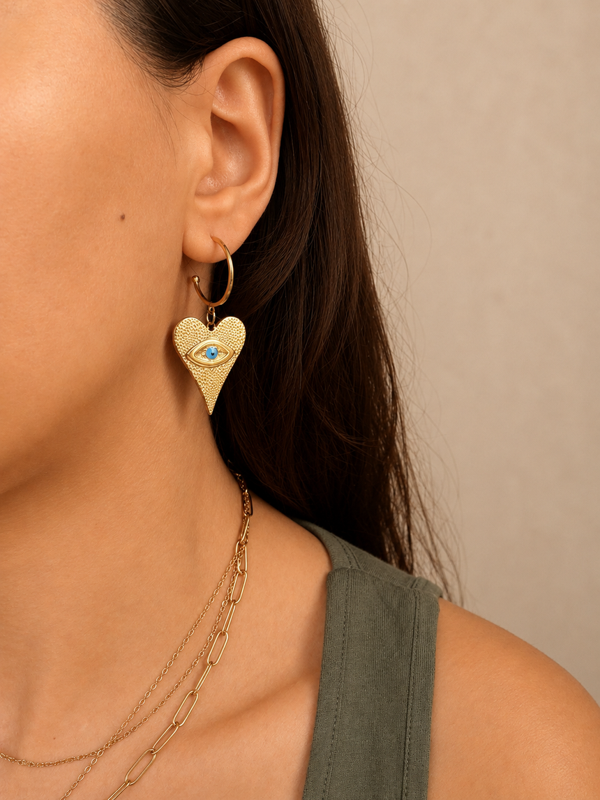 Protection Eye Heart Earrings