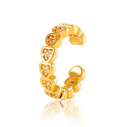 Shiny Hearts Thin Ear Cuff Gold - 1 Piece