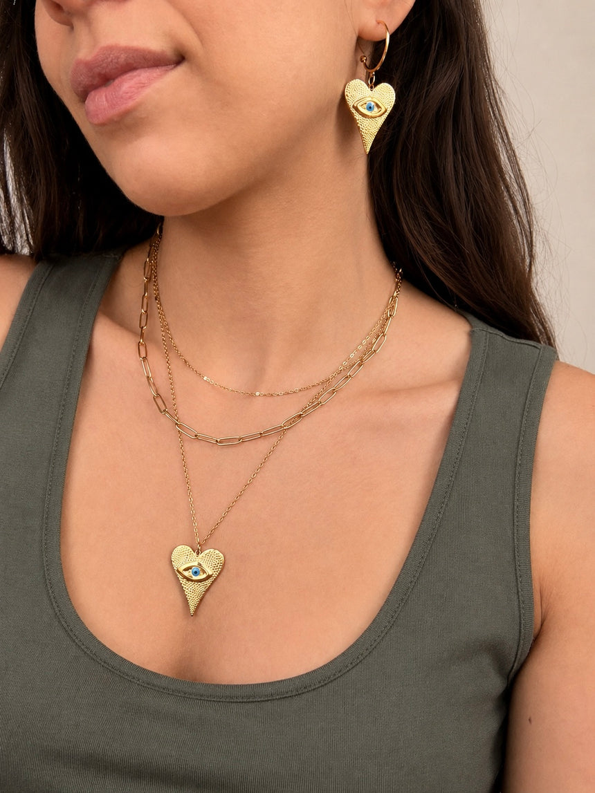 Protection Eye Heart Earrings