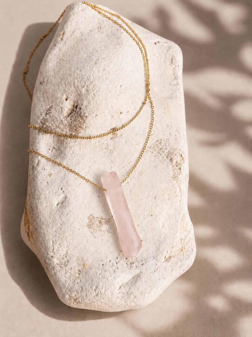 Rose Quartz Double Layer Natural Stone Necklace