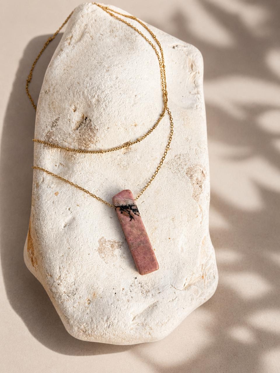 Rhodonite Double Layer Natural Stone Necklace