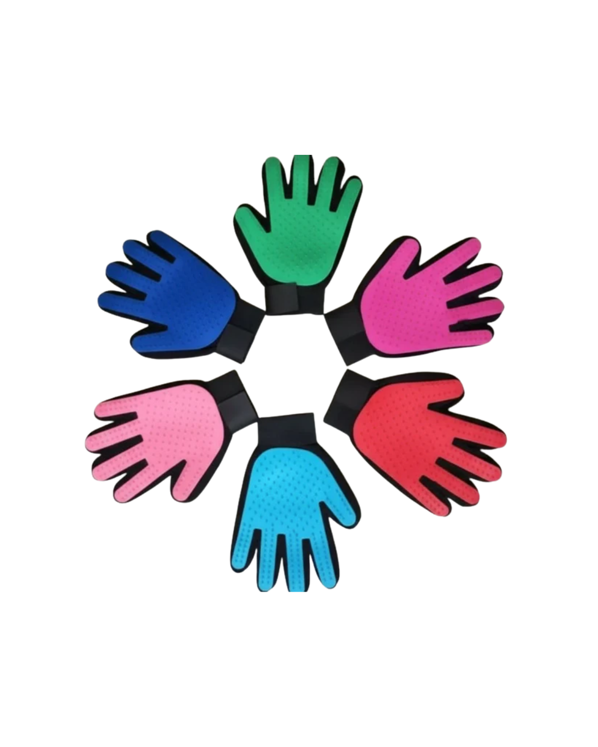 Silicone pet grooming gloves in six colours