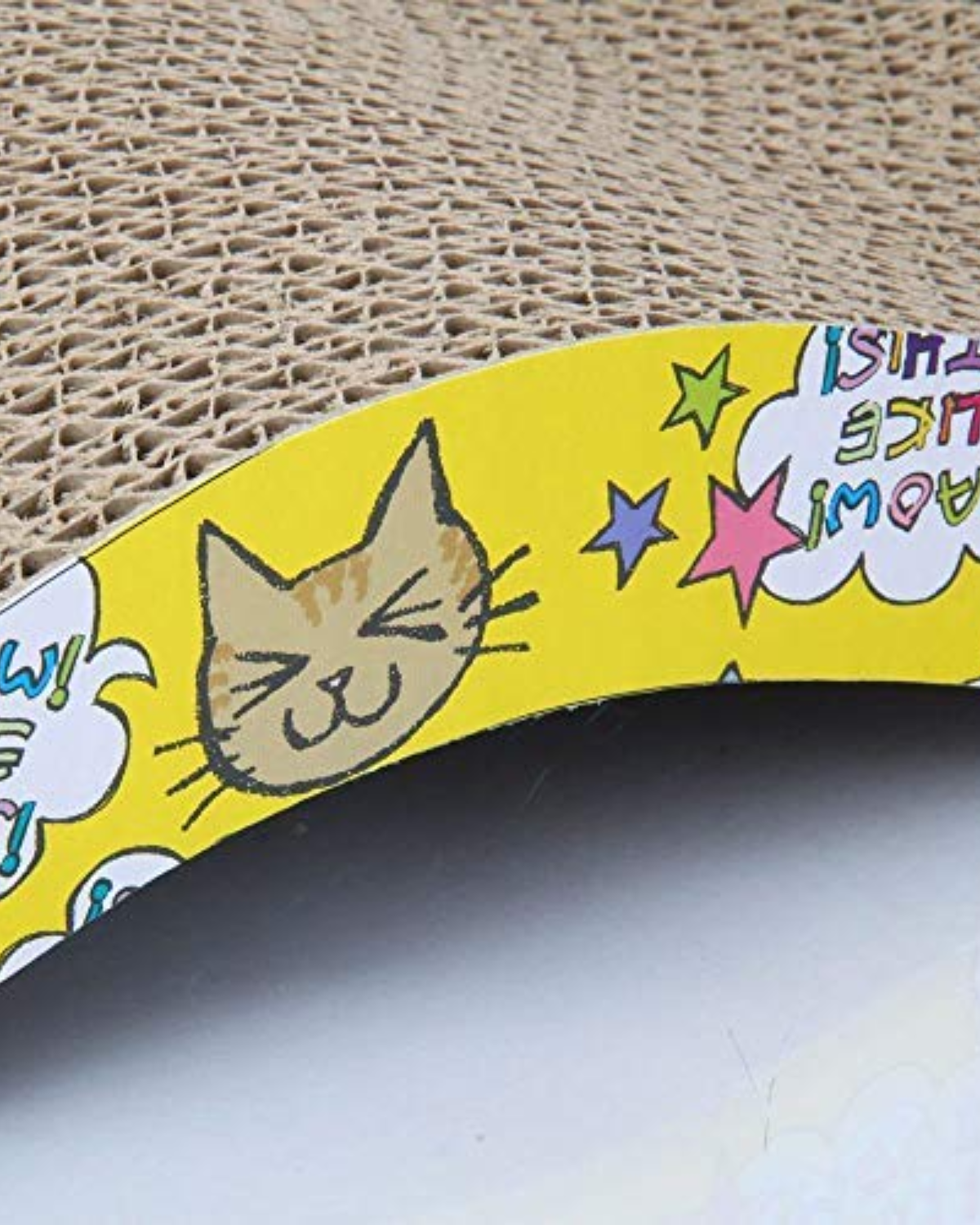 Close-up of the corrugated surface on the cardboard cat scratcher