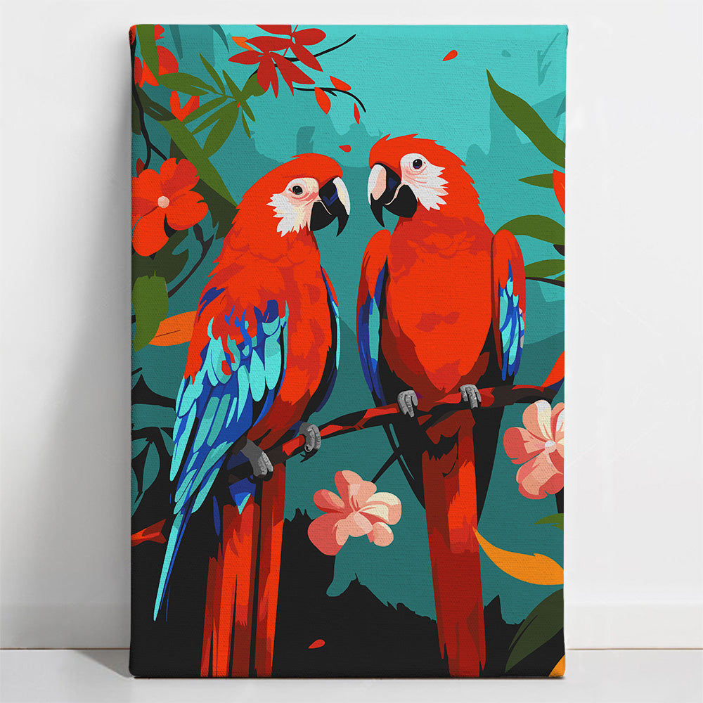 Red Parrots Harmony Paint By Numbers Kit