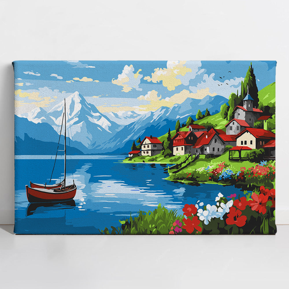 Alpine Lakeside Village Paint By Numbers Kit
