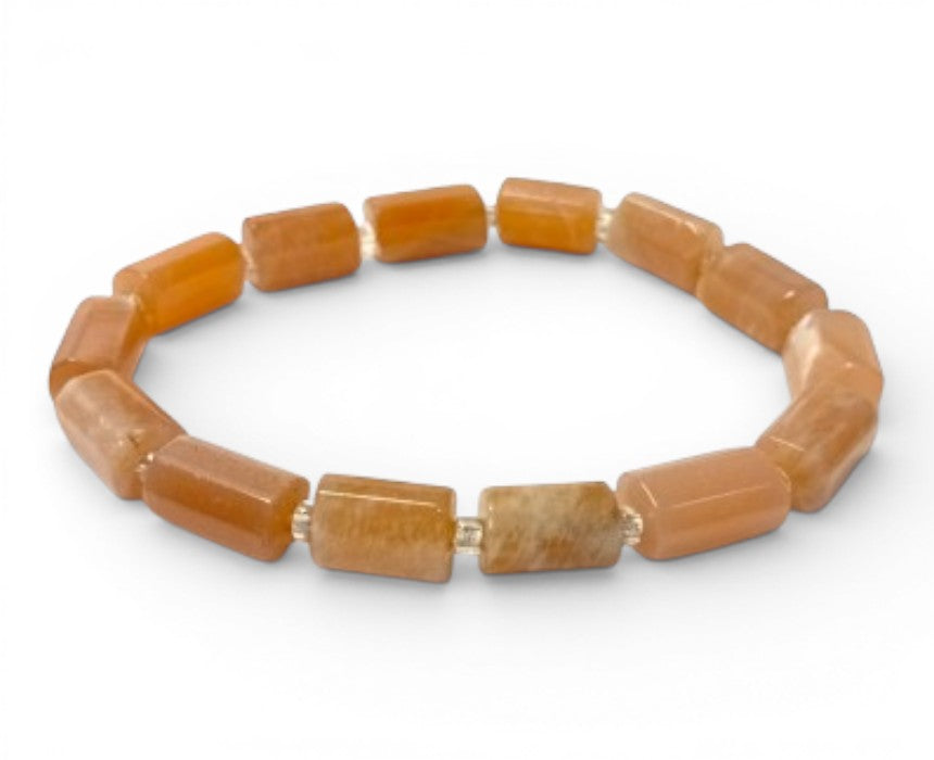 Peach Moonstone Tube Bracelet