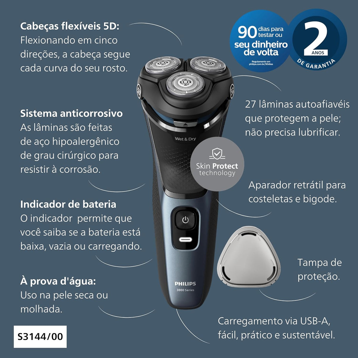 Philips Shaver 3000 Series Wet & Dry Electric Shaver