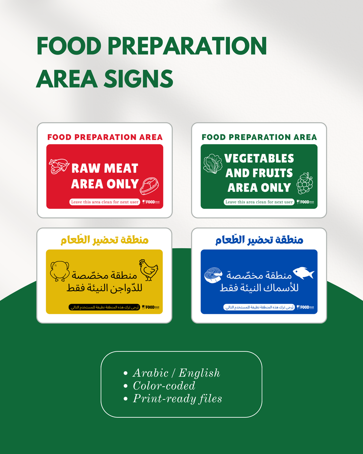 Food Preparation Area Signs