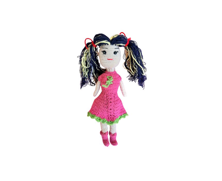 Raspberry Bloom Crochet Doll