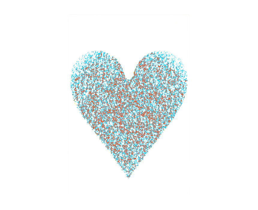 Blue and Red Heart Digital Print Canvas