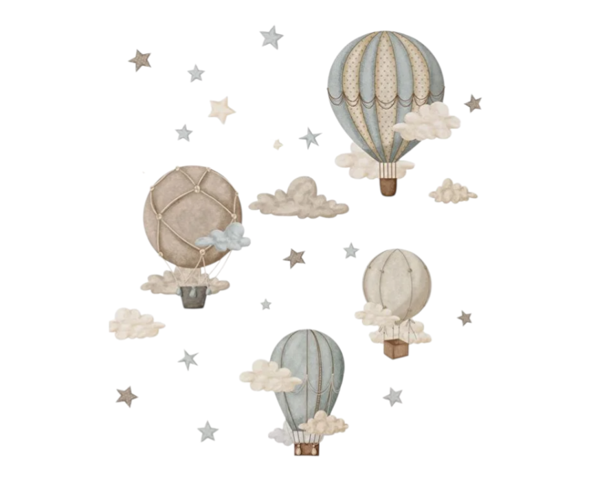 Retro Balloons Kids Wall Sticker Set