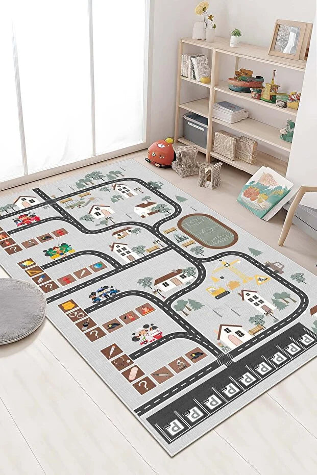 Road Pattern Kids Rug