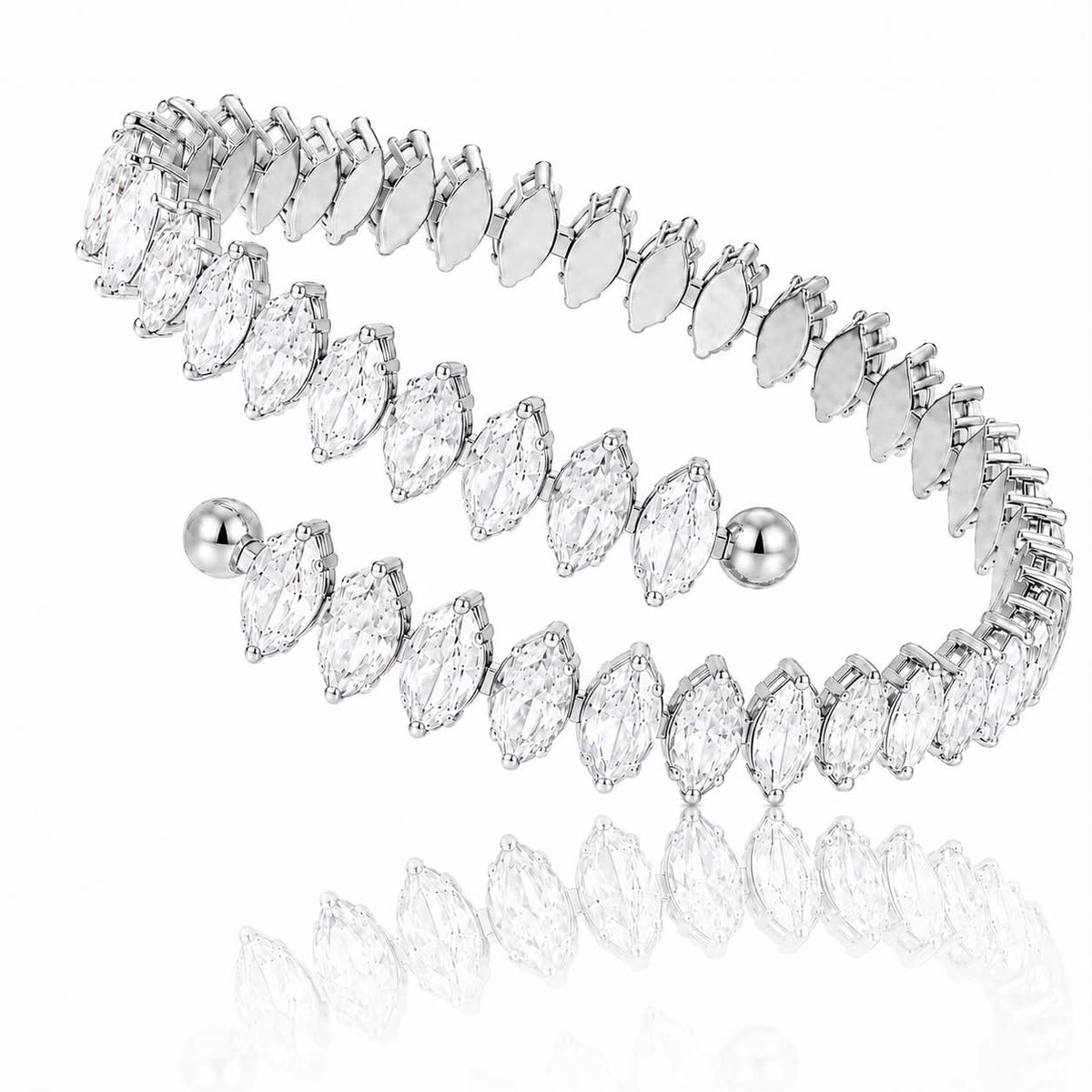 Shiny Luxurious Double Layer Elastic Tennis Bracelet White