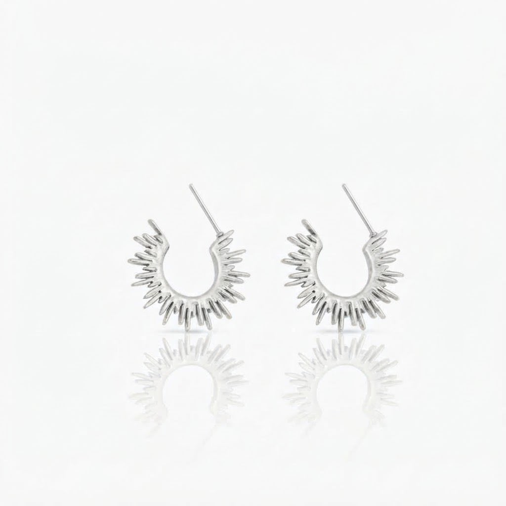 Sun Ray Earrings - Silver
