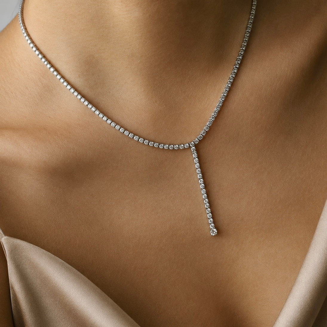 Long Luxurious Tennis Necklace