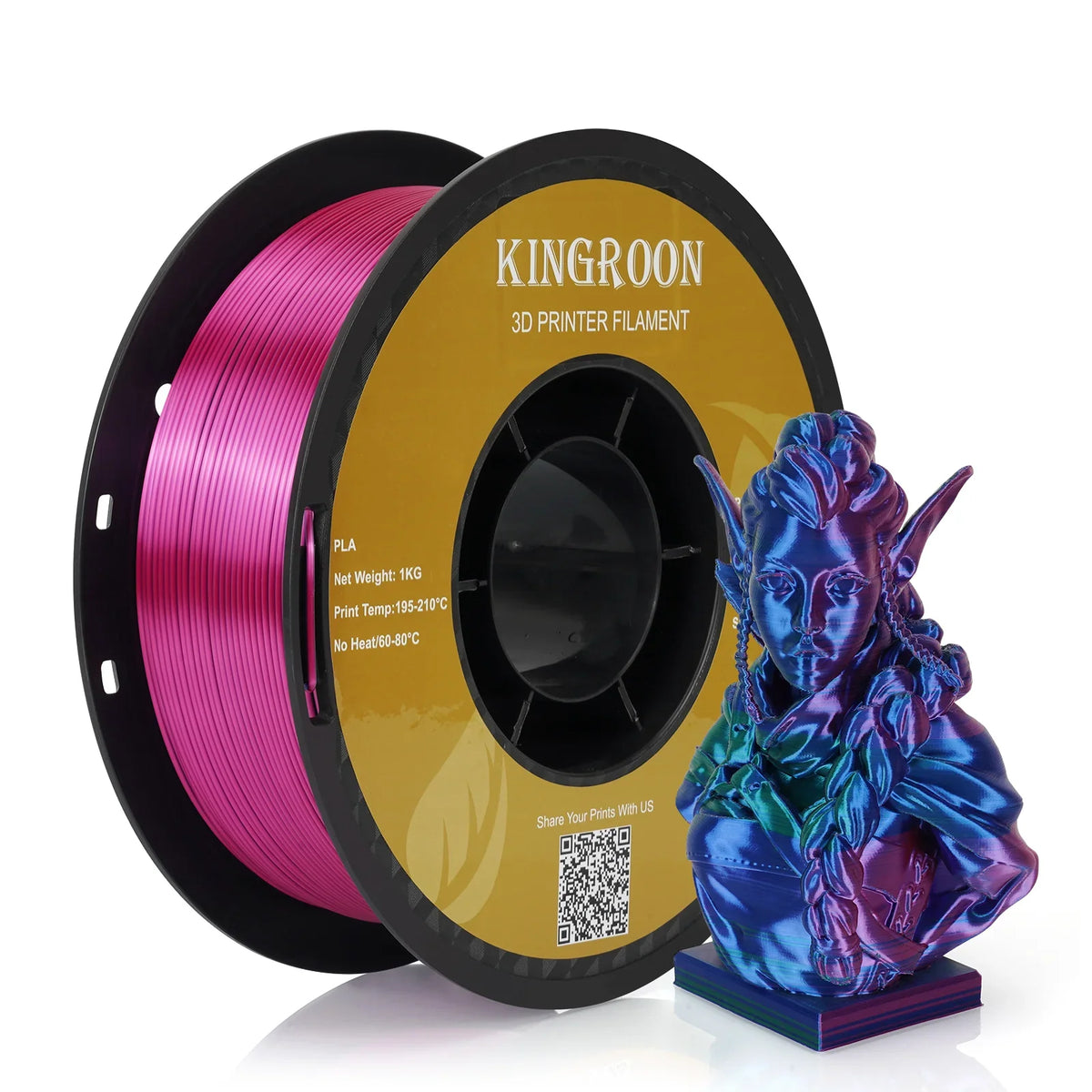 Kingroon PLA Silk Filament Blue Green Red
