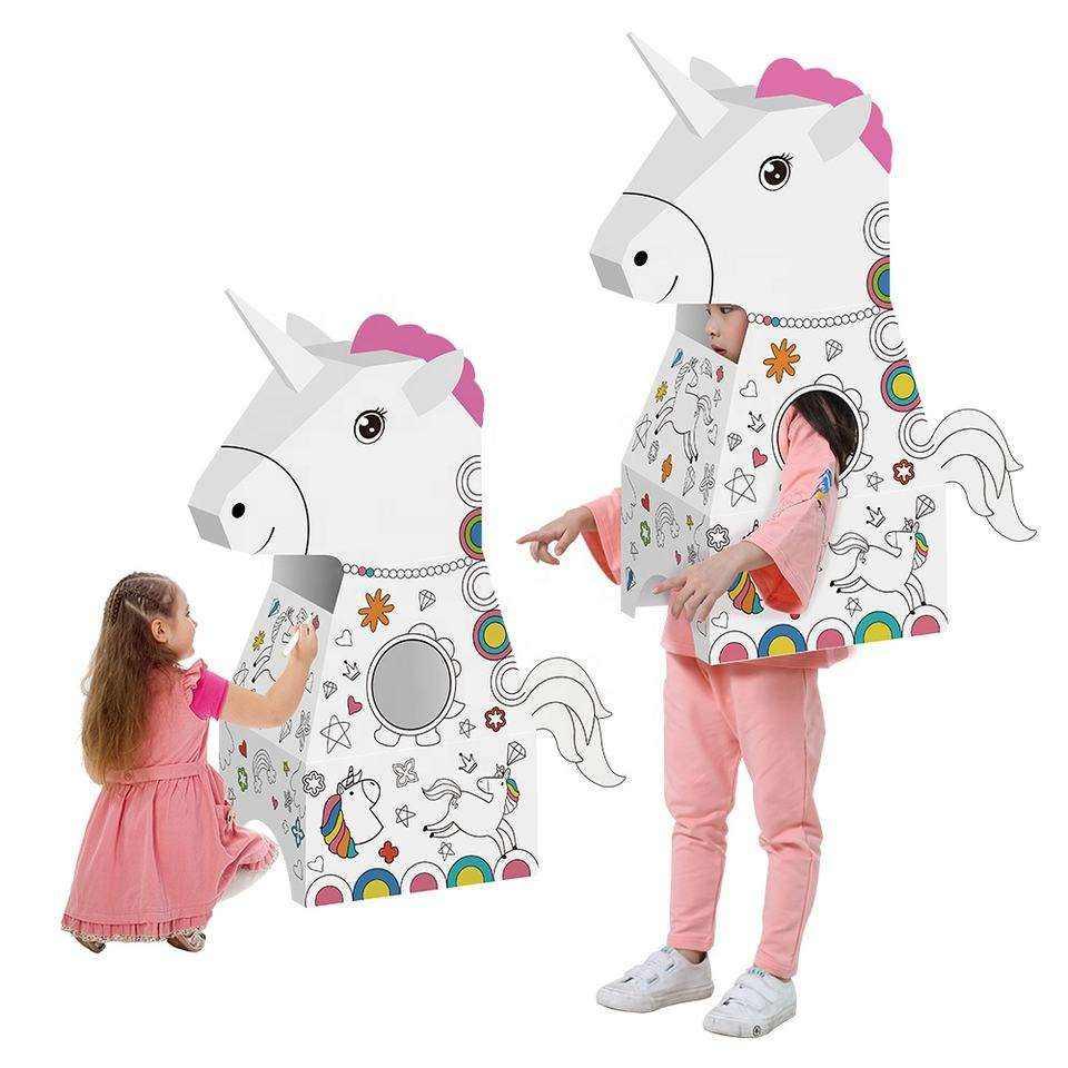 3D Wearable Cardboard Doodle Unicorn Coloring Set