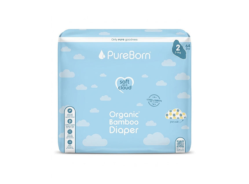 Pureborn Organic Diapers Size 2 64 Pieces