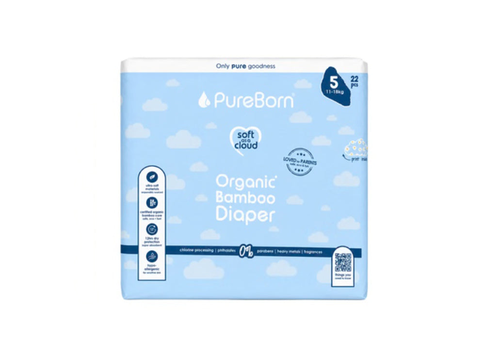 Pureborn Organic Diapers Size 5 22 Pieces