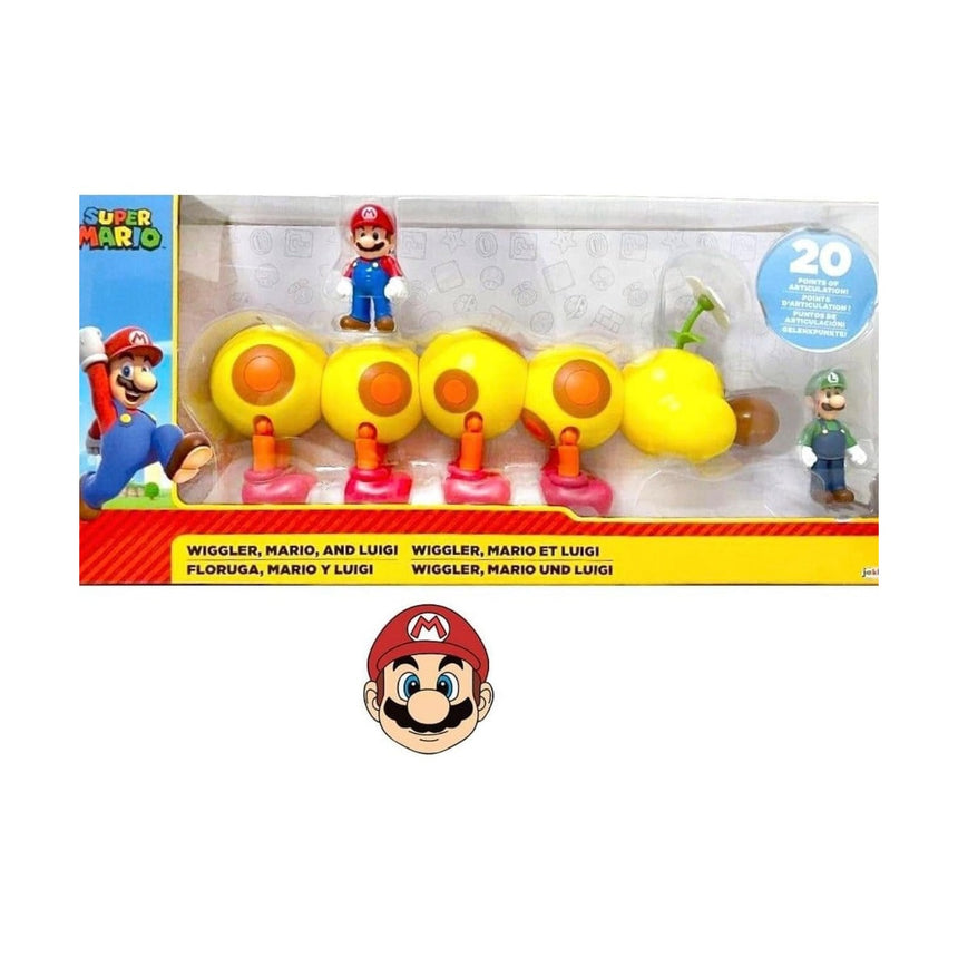 SUPER MARIO - Wiggler Mario and Luigi with Bonus Sticker by JAKKS Pacific