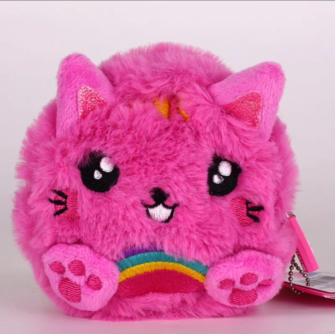 Smiggle Fluffy Keychain | Bag Charm | Pink cat | Rainbow