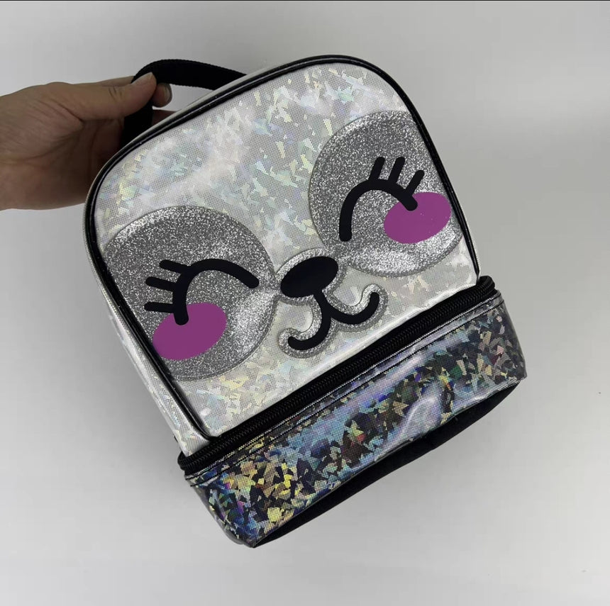 Lunch Bag Dual Compartment Drop Bottom Panda