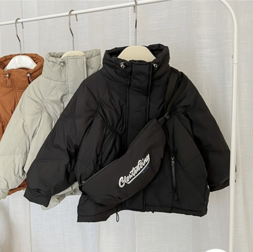 Warm Winter Jacket With Bag Black And Purple Size 5-12y