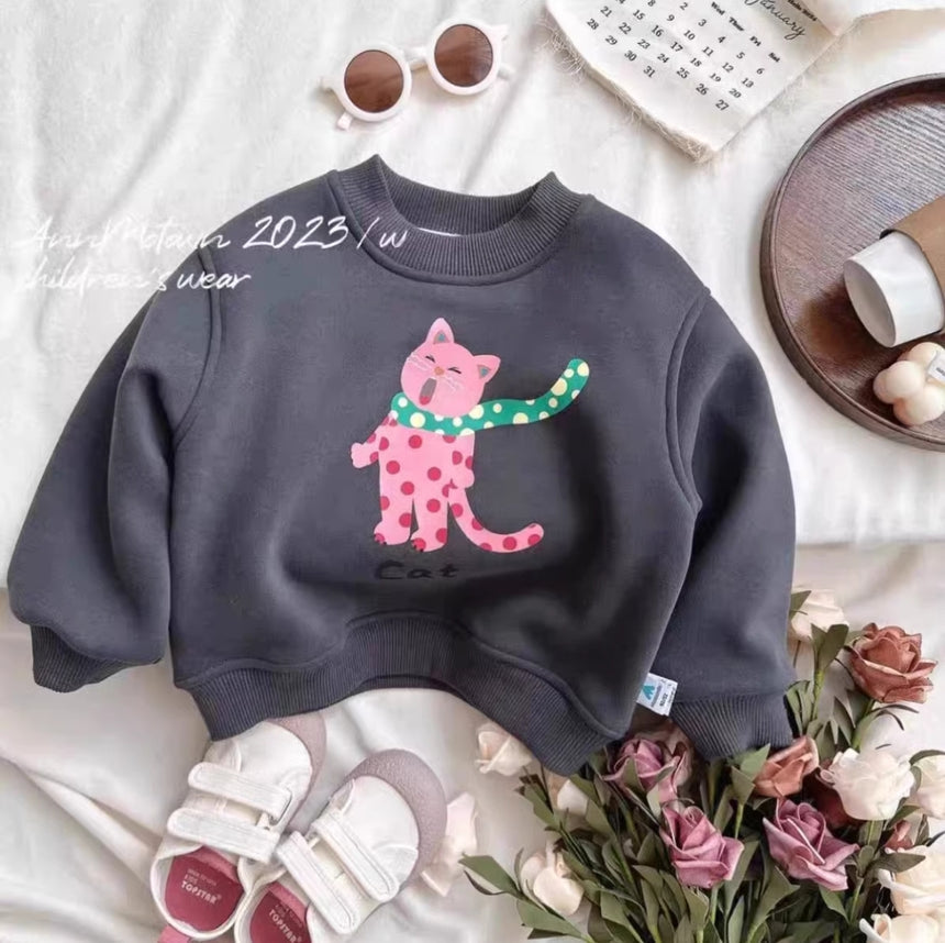 Kids’ Warm Fleece Cat Sweater | 1–6Y