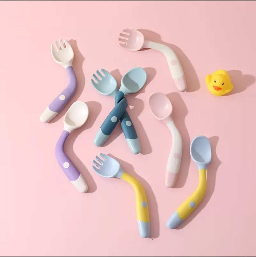 Flexible Training Spoon and Fork For Babies