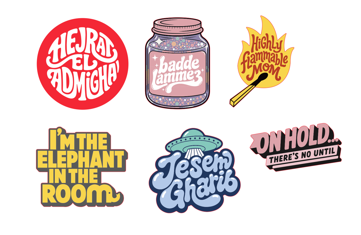 Pack of 6 Stickers for Laptops and Phone Covers